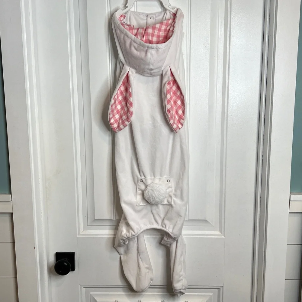 Top Paw White‎ Pink Gingham Accent Easter Bunny Hooded Dog Onesie. Large. NWT.